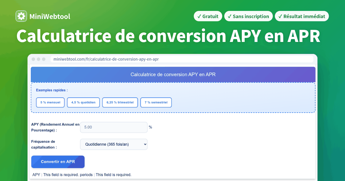 Calculatrice de conversion APY en APR - Convertir le rendement annuel ...