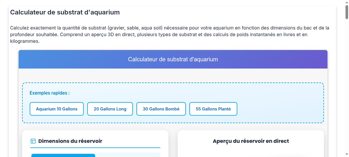 Calculateur de substrat d'aquarium Calculez le gravier, le sable et — free download