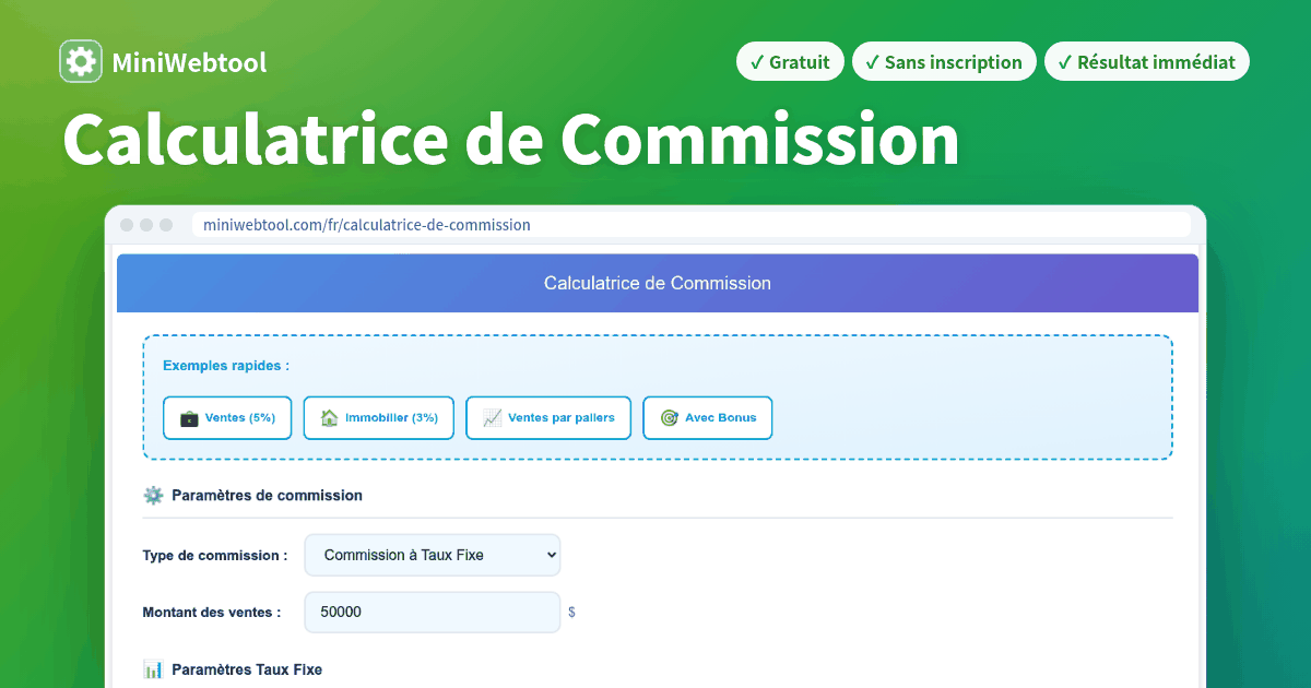 Calculatrice de Commission - Calculez la Commission de Vente avec Taux ...