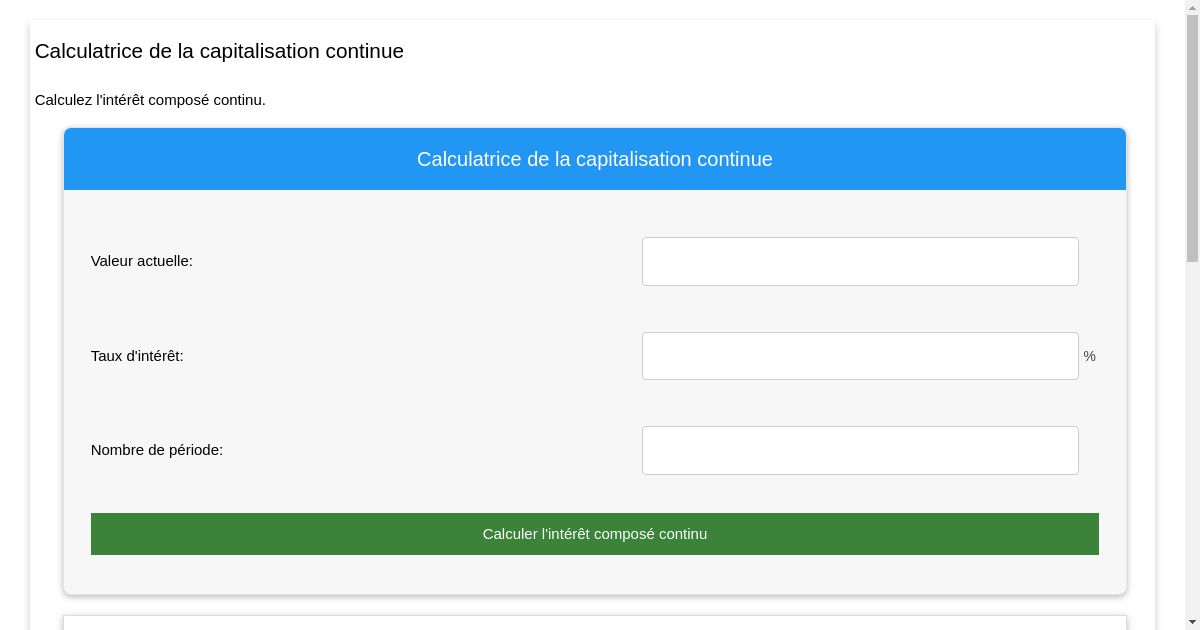Calculatrice de la capitalisation continue calcul des int r ts