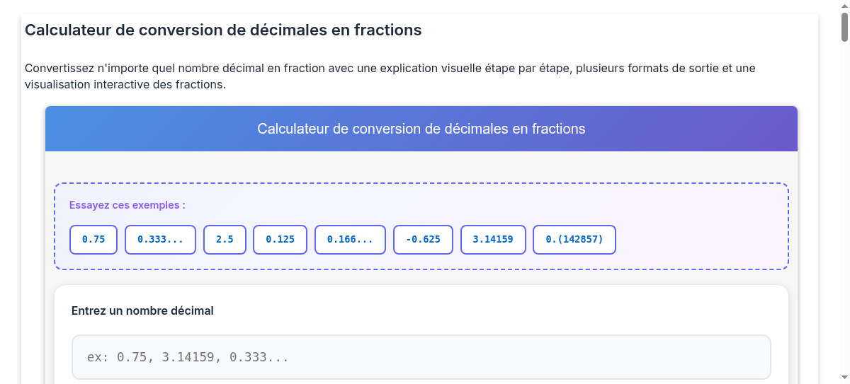 Calculateur de conversion de décimales en fractions - Convertir des ...