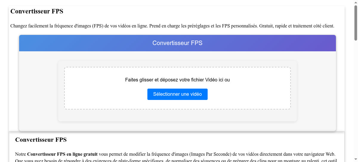 Convertisseur FPS en ligne - Changer la fréquence d'images vidéo (Gratuit)