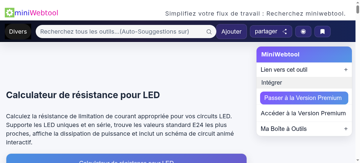 Calculateur de résistance pour LED Calcul de valeur de résistance de — free download