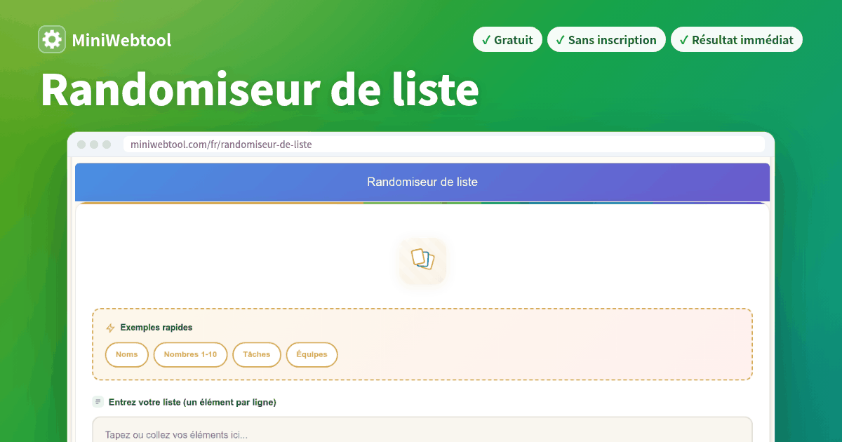 List Order Randomizer Randomiseur de liste - Mélangez n’importe quelle liste de manière aléatoire
