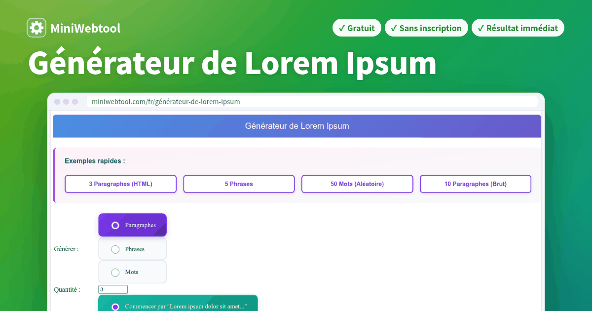 Auto Lorem Générateur de Lorem Ipsum - Créer du faux texte pour les projets de design