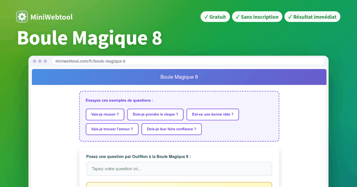Boule Magique 8 en ligne - Posez une question et recevez des conseils mystiques Boule Magique 8 en ligne - Posez une question et recevez des conseils mystiques