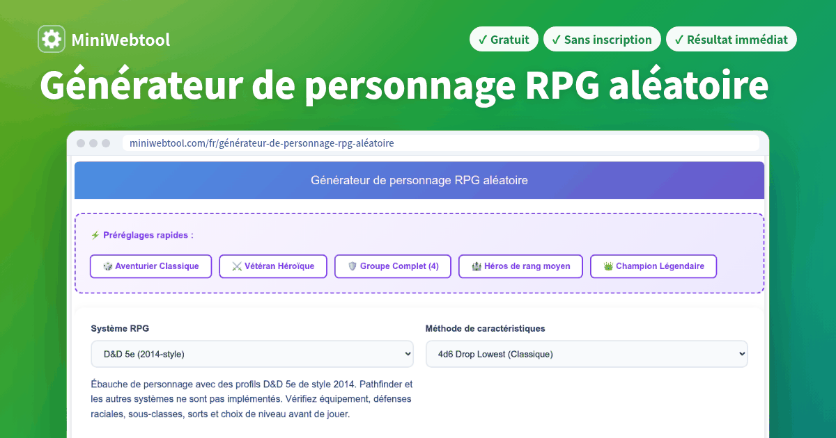 Personnage Random Générateur de personnage RPG aléatoire - Constructeur D&D 5e avec ...
