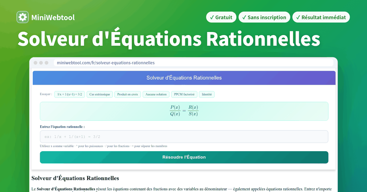Equation Rationnelle Solveur d'Équations Rationnelles - Résoudre des Équations avec ...