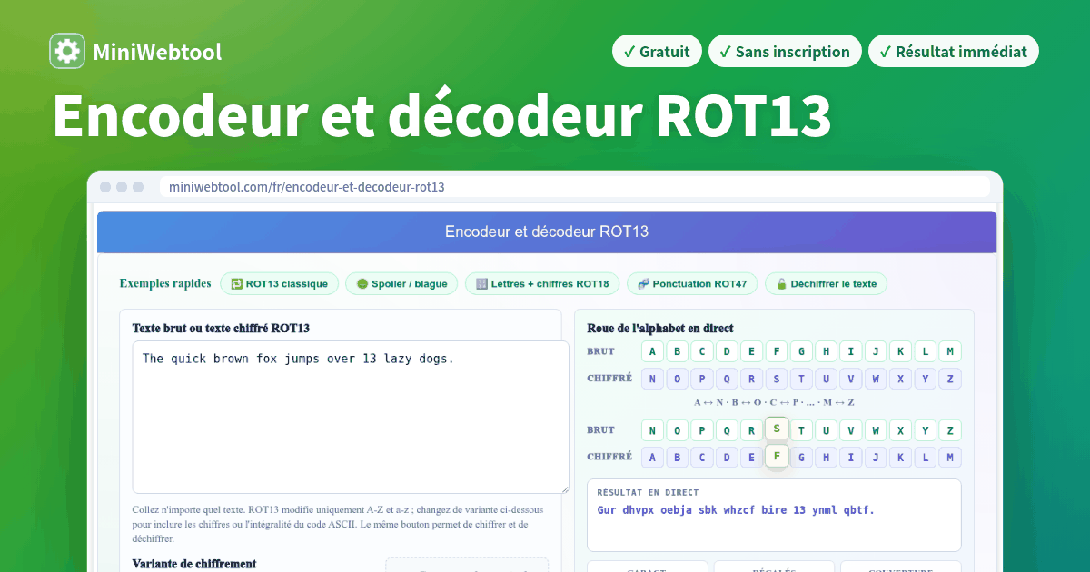 Encodeur et décodeur ROT13 - Outil de chiffrement avec aperçu en direct ...