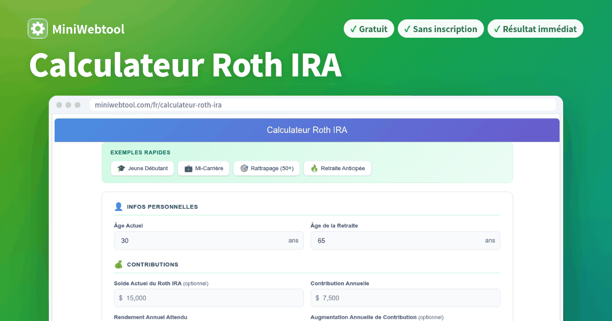 Calculateur Roth IRA - Estimez la croissance de votre retraite non ...