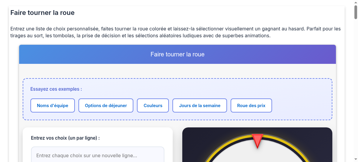 Faire tourner la roue - Sélecteur aléatoire en ligne avec animation de ...