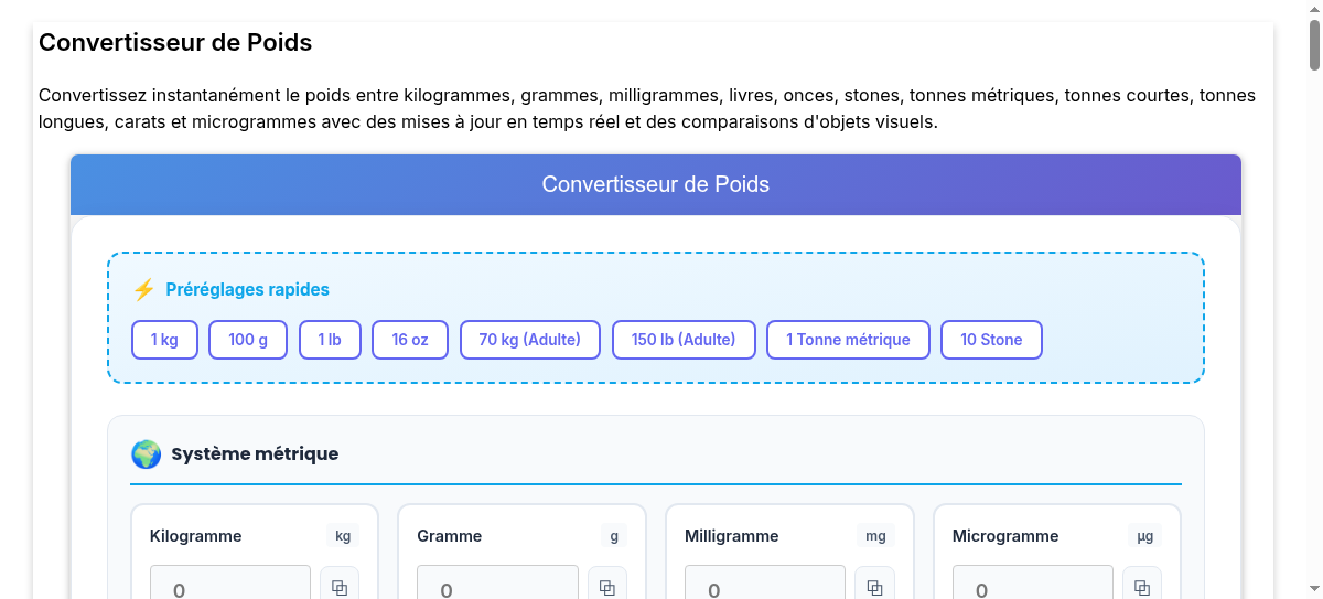 Convertisseur de Poids - Convertisseur d'unités de masse gratuit en ...