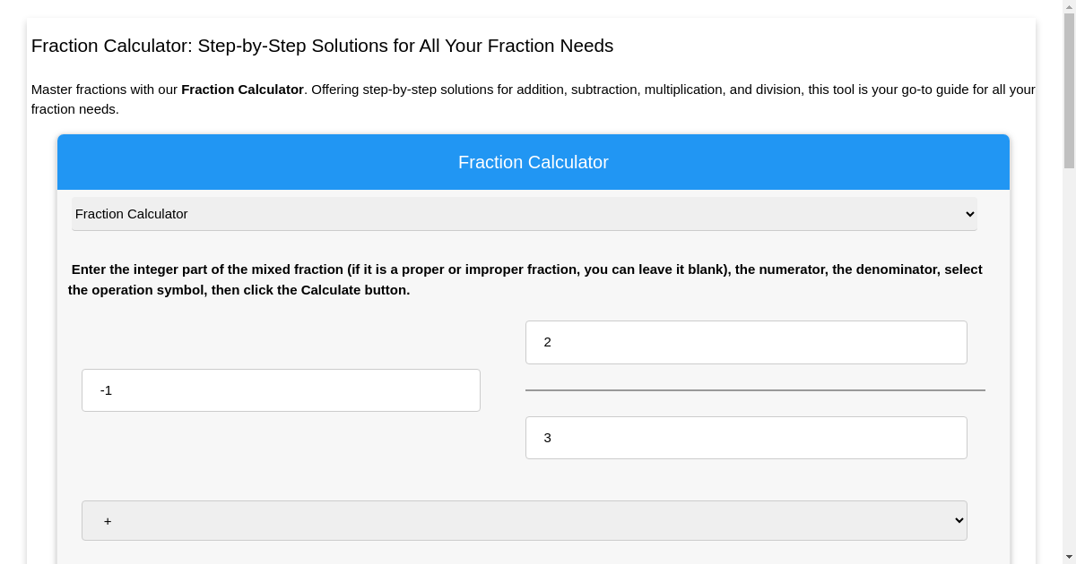 Fraction Calculator StepbyStep Solutions for All Your Fraction Needs