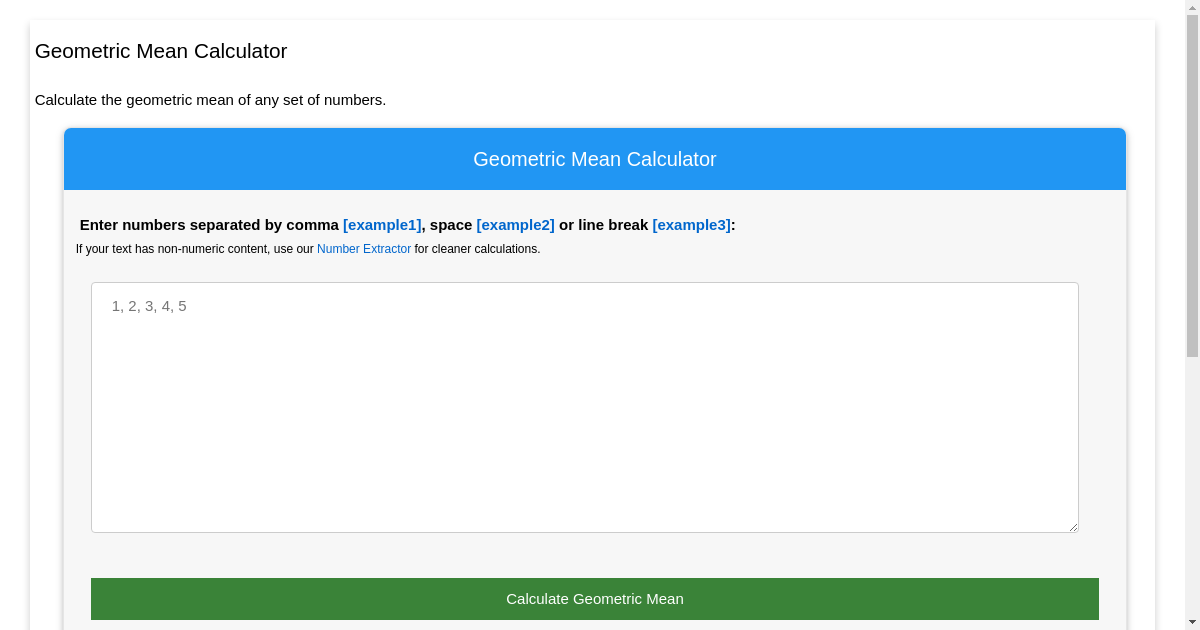 Geometric Mean Calculator