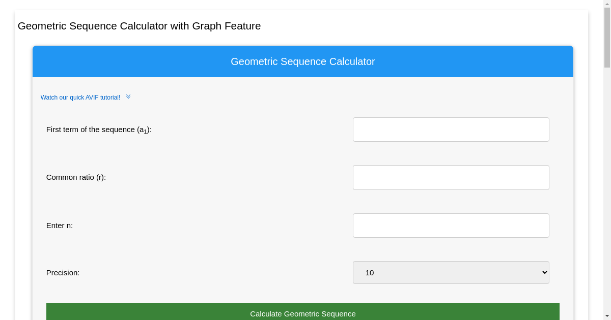 Geometric Sequence Calculator with Graph Feature