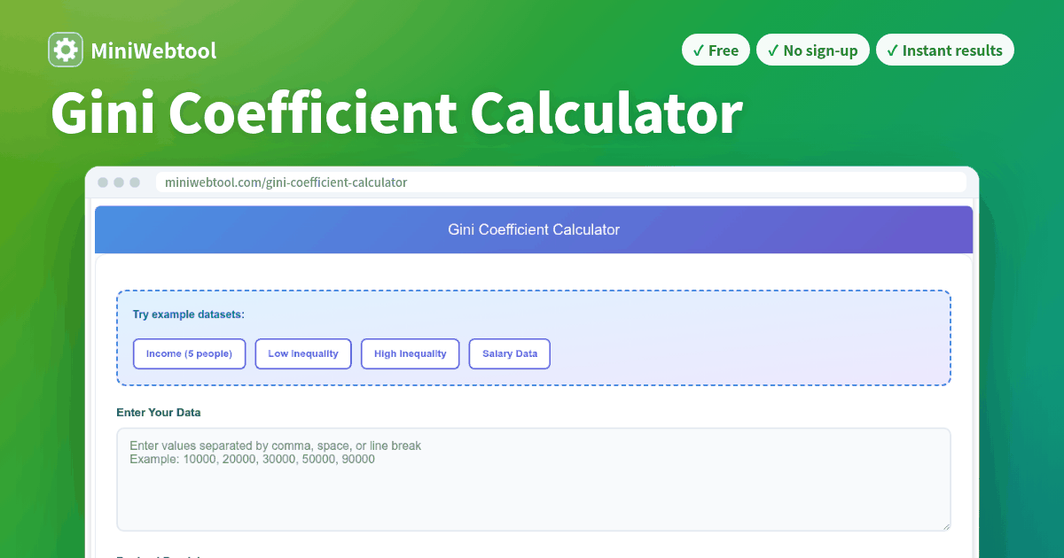 Gini Coefficient Calculator - Lorenz Curve & Income Inequality Analysis