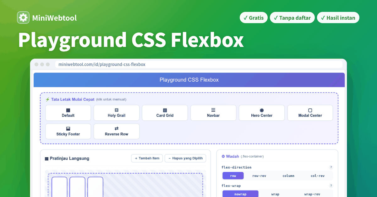 Playground CSS Flexbox - Pembangun Tata Letak Flex Interaktif ...