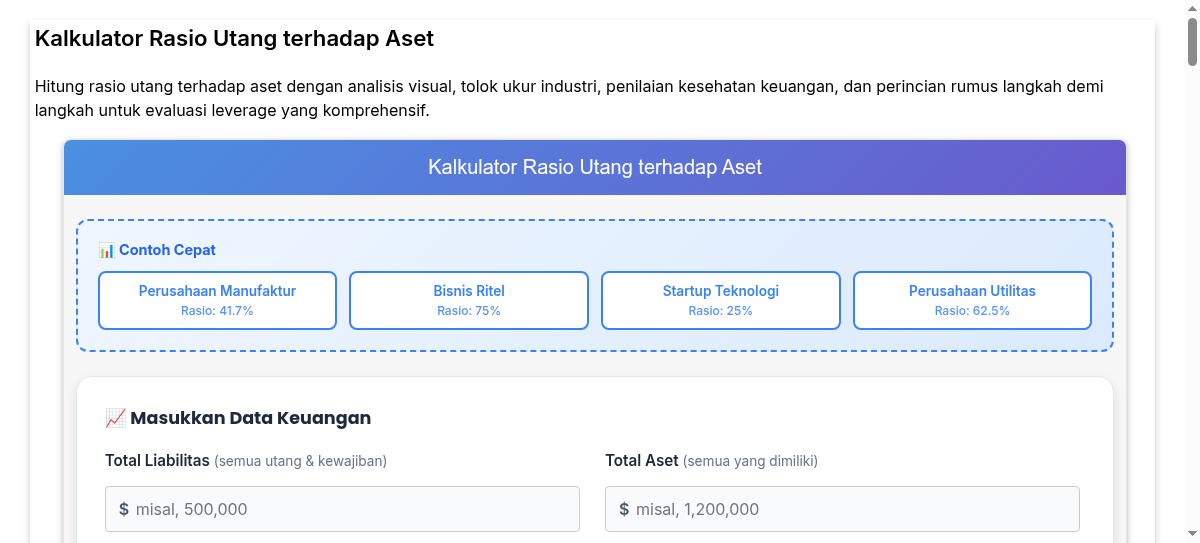 Kalkulator Rasio Utang terhadap Aset