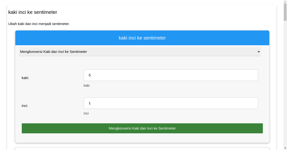 kaki inci ke sentimeter