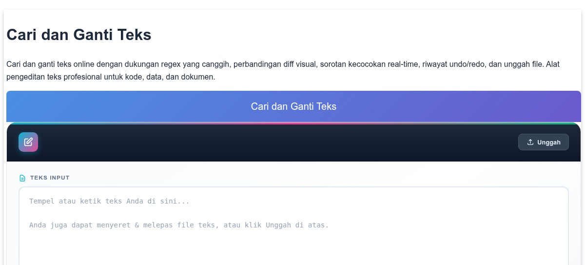 File Teks Cari dan Ganti Teks Online - Editor Teks Gratis dengan Regex, Tampilan ...