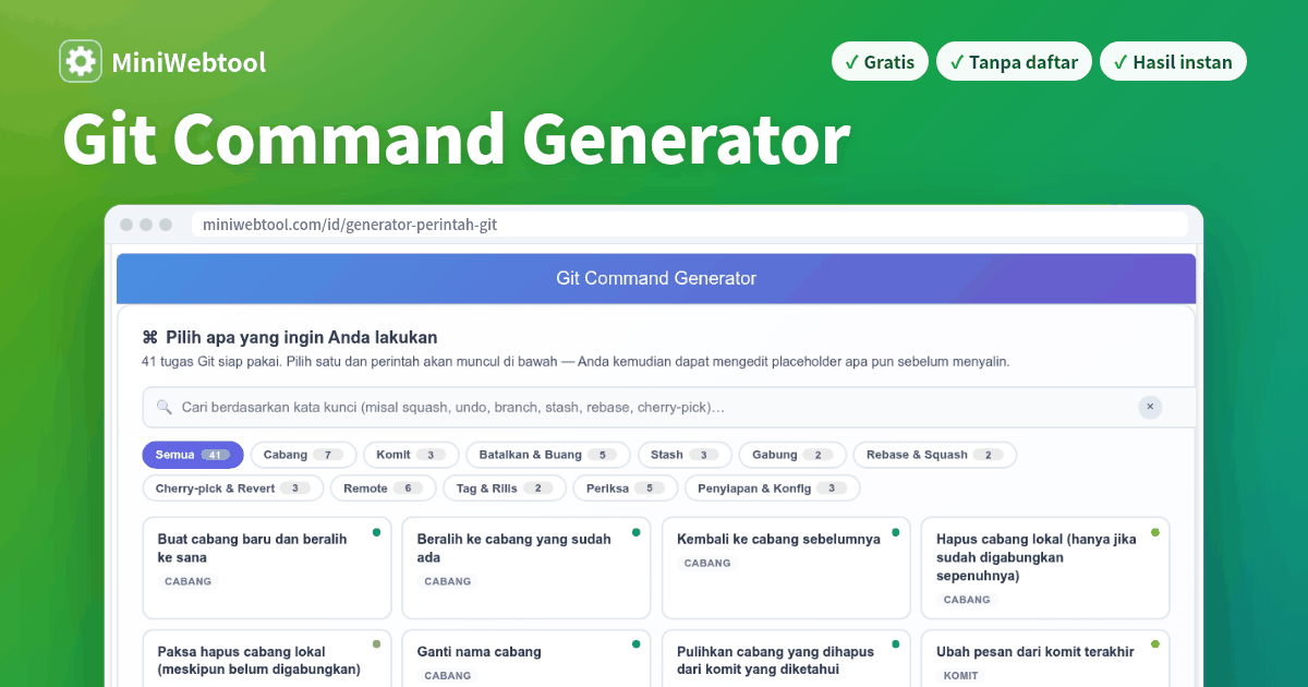 Git Command Generator - Bahasa Inggris Biasa ke Perintah Git dengan ...