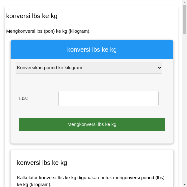 lbs ke kg Konverter Mengonversi pound ke kilogram