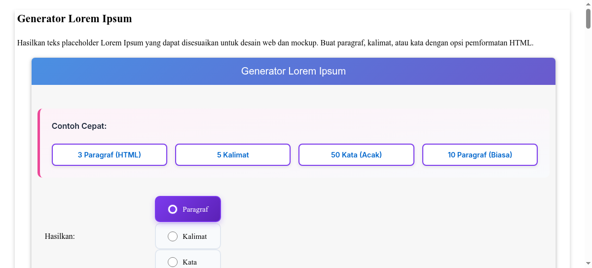 Generator Lorem Ipsum - Buat Teks Placeholder untuk Proyek Desain