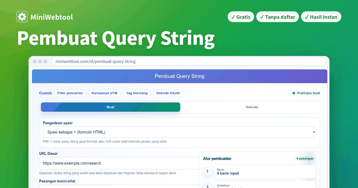 Pembuat Query String - Membuat, Mengodekan, Mendekodekan, dan Memeriksa ...