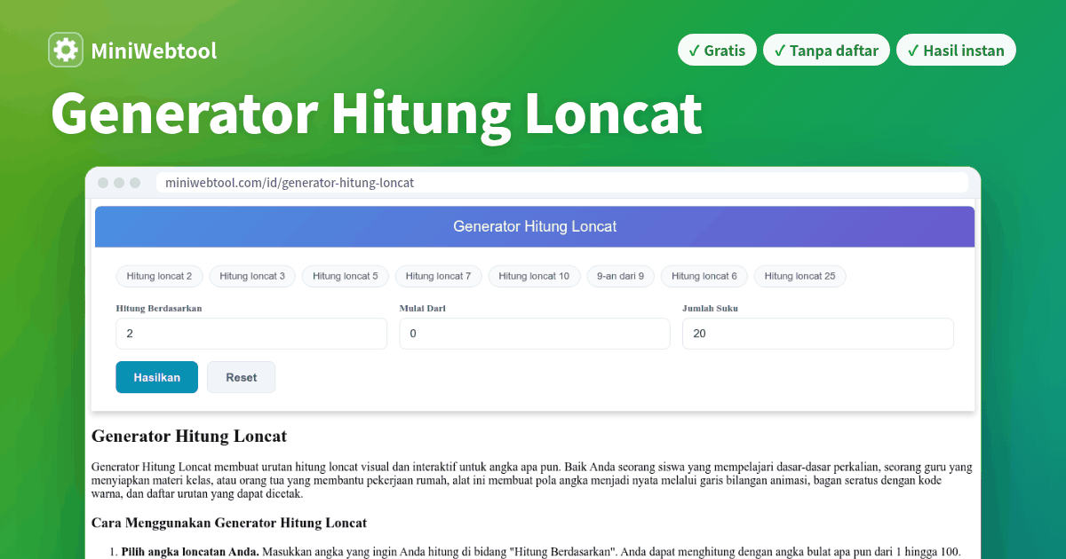 Generator Angka Generator Hitung Loncat - Hitung dengan Angka Apa Pun dengan Garis ...
