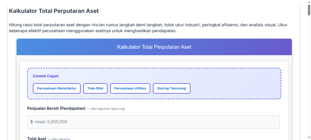 Kalkulator Total Perputaran Aset