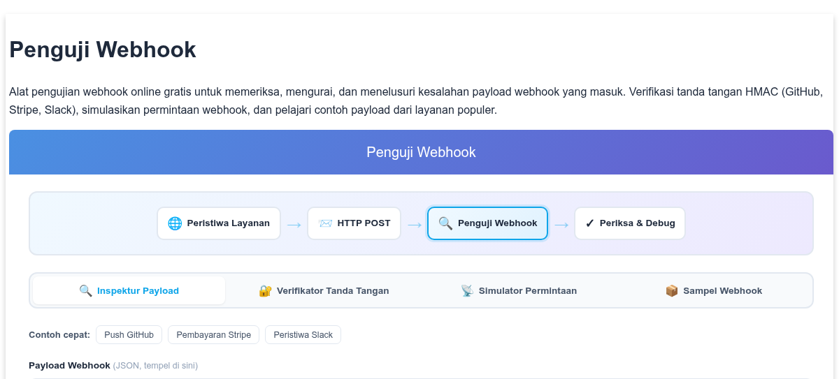 Penguji Webhook - Periksa, Debug & Simulasi Payload Webhook Secara Online