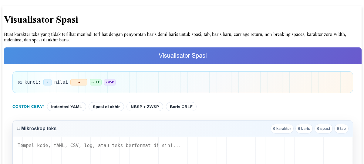 Visualisator Spasi - Lihat Spasi, Tab, Baris Baru, NBSP dan Karakter ...