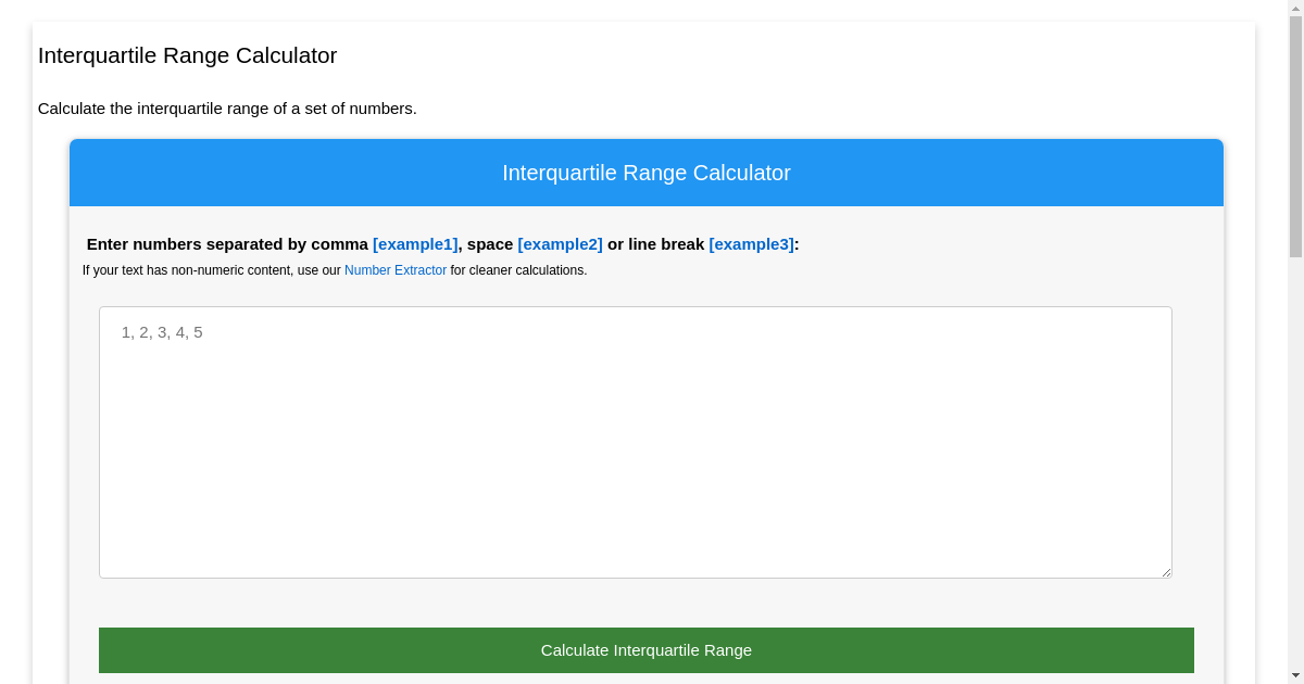 Interquartile Range Calculator