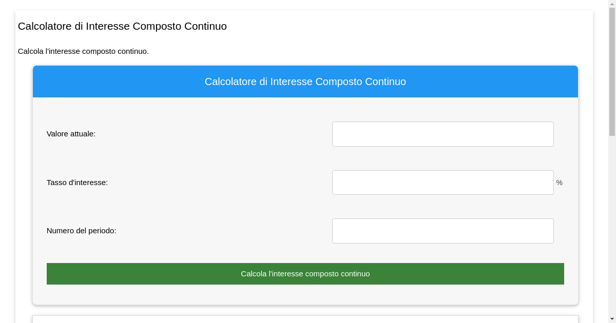 Calcolatore di interesse composto continuo calcolo dell interesse