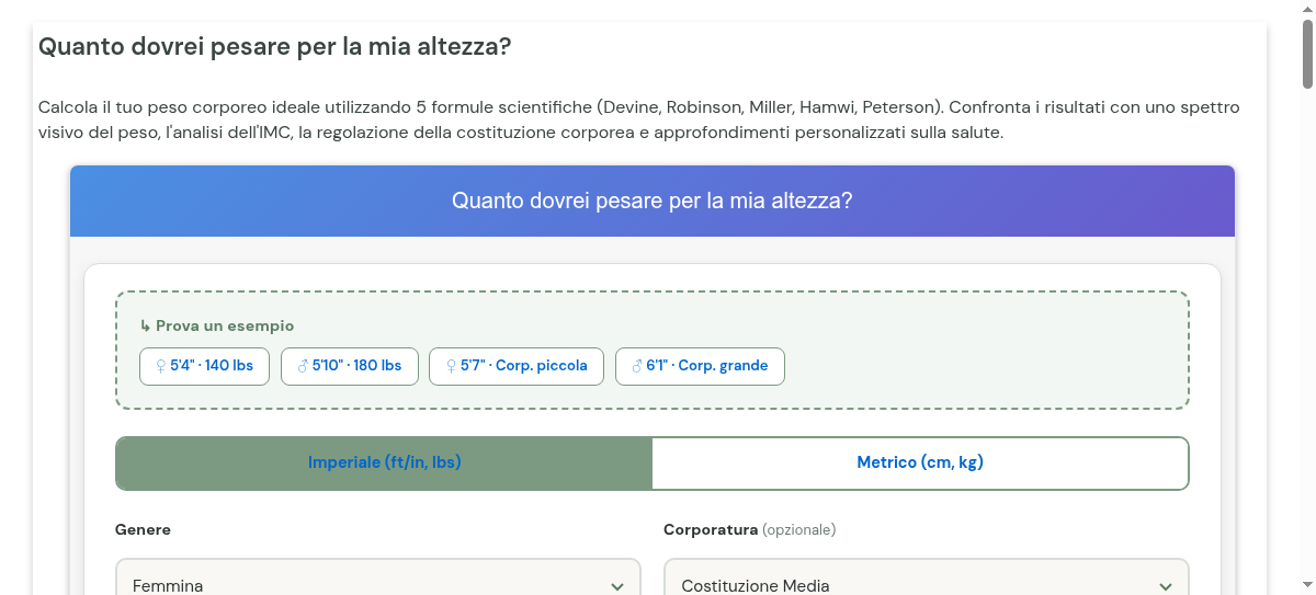 Quanto Dovrei Pesare?