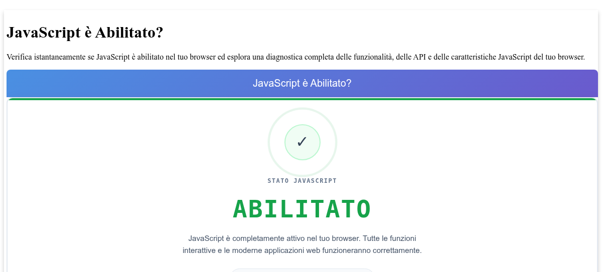 JavaScript è abilitato? - Verifica del browser