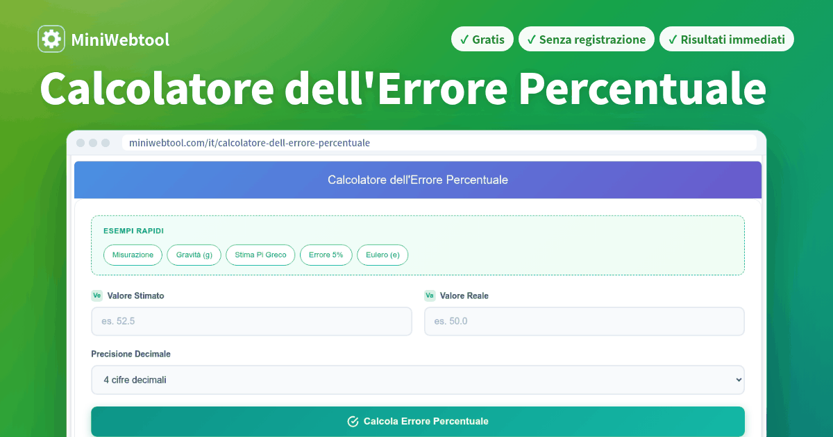 Calcolatore dell'Errore Percentuale - Calcola l'Errore Percentuale con ...