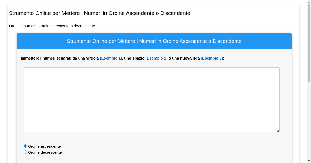 Ordinamento Ascendente O Discendente Scuola Strumento Online per Mettere i Numeri in Ordine Ascendente o Discendente