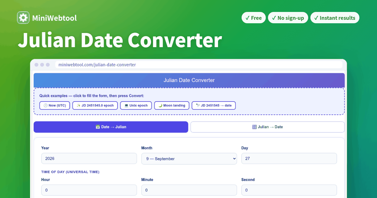 Julian Date Converter - Convert Calendar Dates to Julian Day Numbers