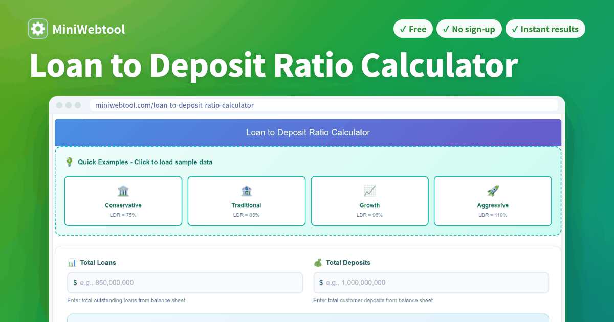 Loan to Deposit Ratio Calculator - LDR Calculator with Bank Liquidity ...