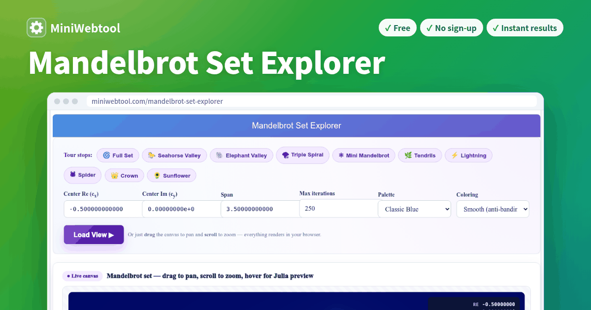 Mandelbrot Set Explorer - Interactive Fractal Zoom, Iteration Depth ...