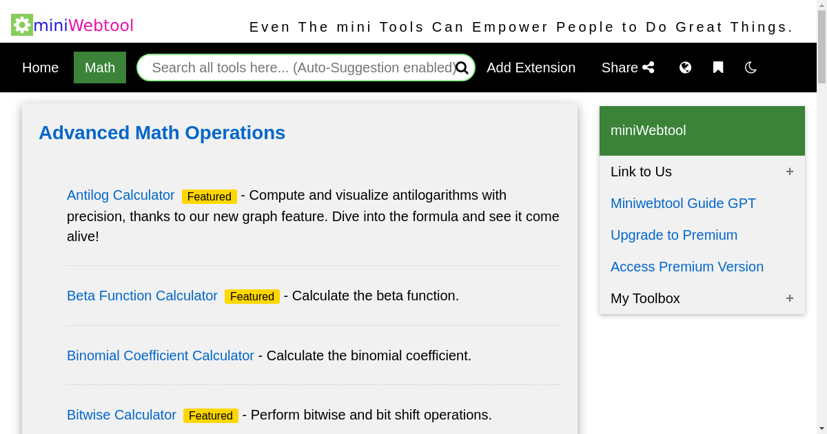 Online Tools and Calculators - Advanced Math Operations