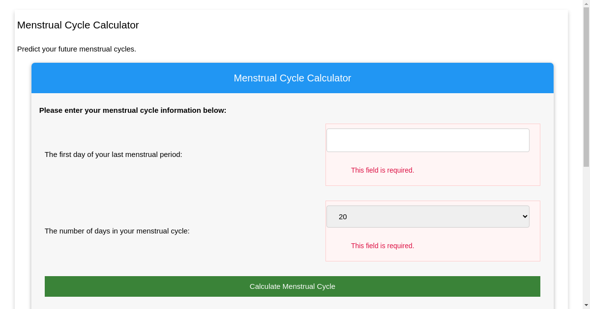 Menstrual Cycle Calculator