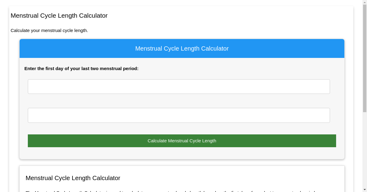 Menstrual Cycle Length Calculator