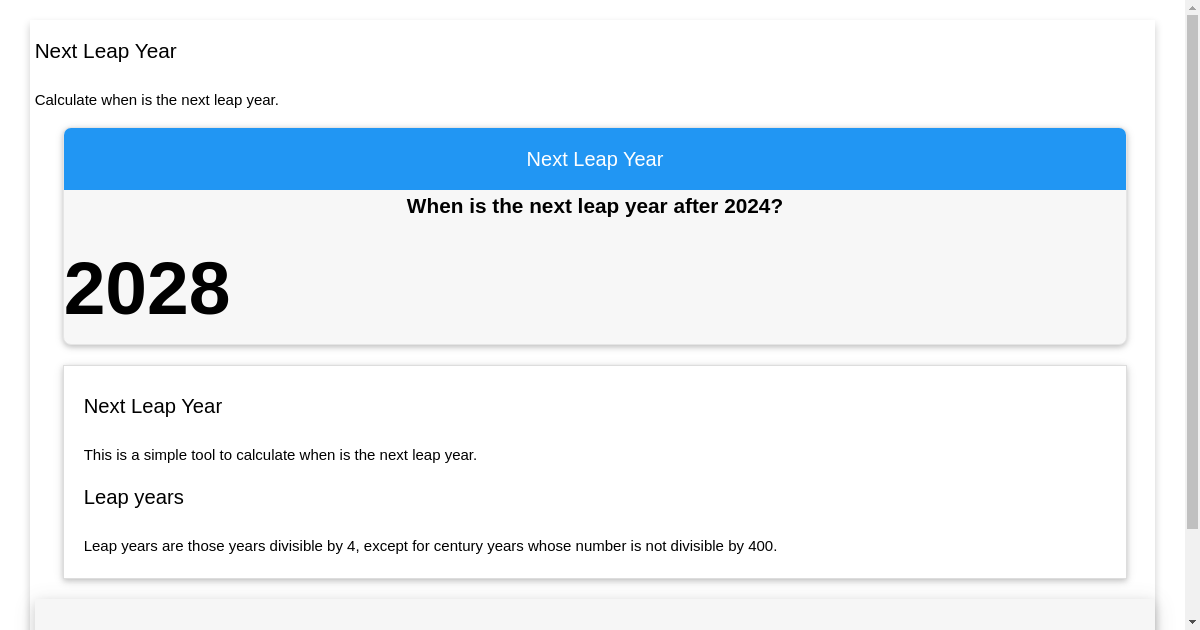 Next Leap Year after 2024