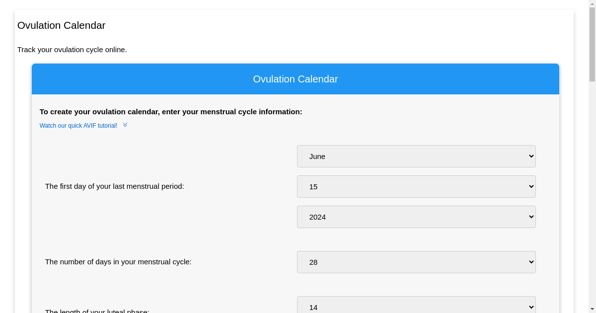 Online Ovulation Calendar - Track Your Ovulation Cycle Now