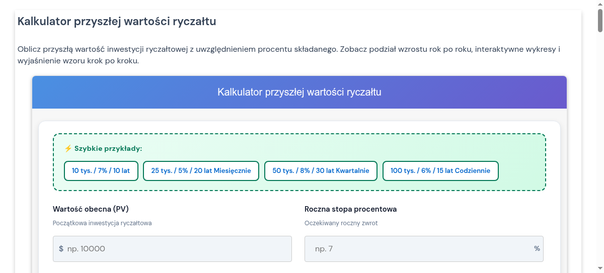 Kalkulator Przysz ej Warto ci Rycza tu Kalkulator Przysz Ej Warto Ci Rycza Tu
