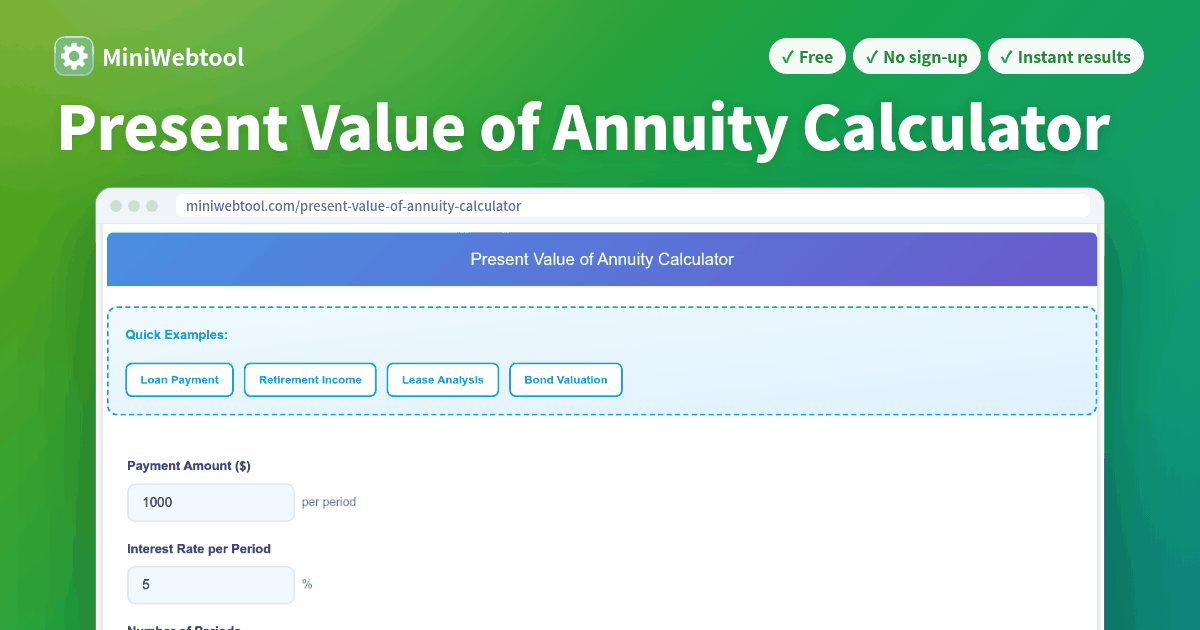 Present Value of Annuity Calculator - Calculate PVA with Payment ...