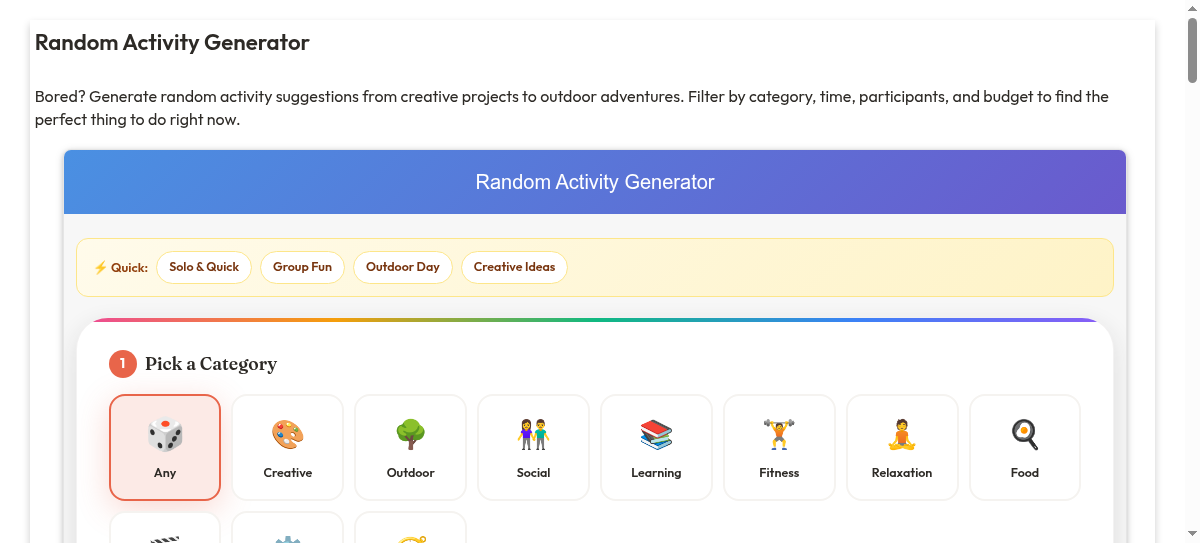 Random Activity Generator - Fun Things to Do When You're Bored