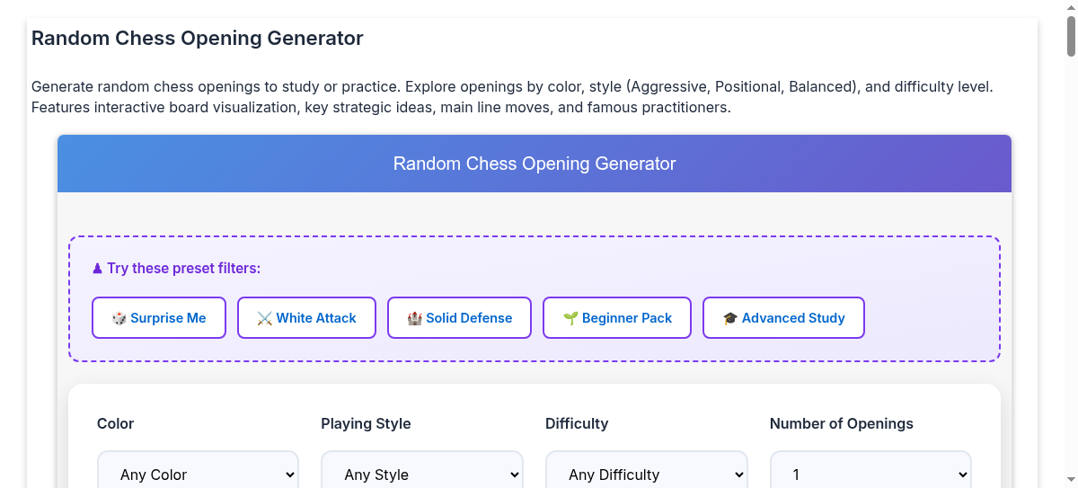 Random Chess Opening Generator - Discover New Chess Openings with ...
